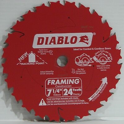 Freud Diablo D0724px 7-1/4" 24tcarbide Circular Framing Saw Blade 5/8 Arbor Wood