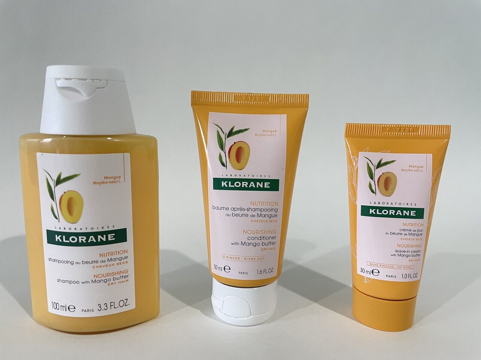 Klorane Mango Butter Shampoo Conditioner Leave In Cream Sample Size Set Of 3